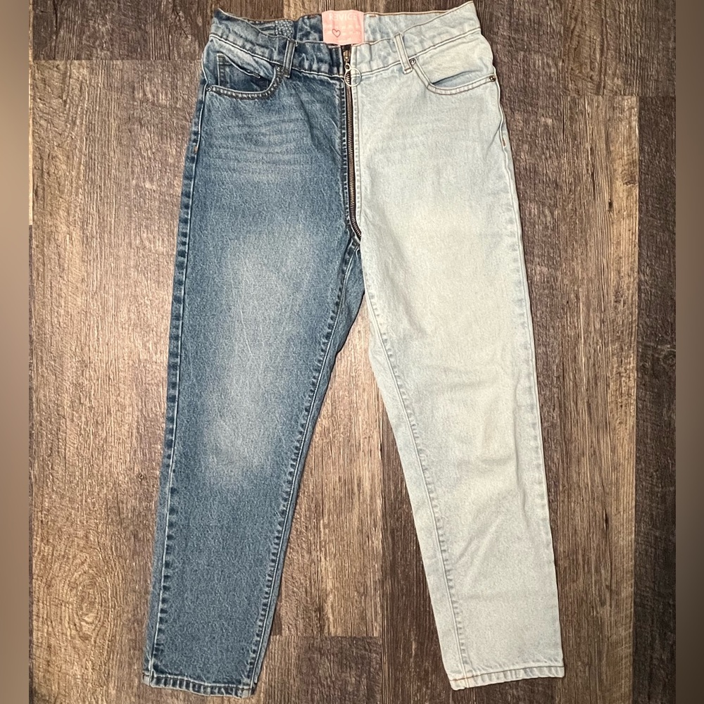 Revice Jeans Womens 29 Blue Straight Zip Fly Y2K Two Tone Denim Pockets Ladies